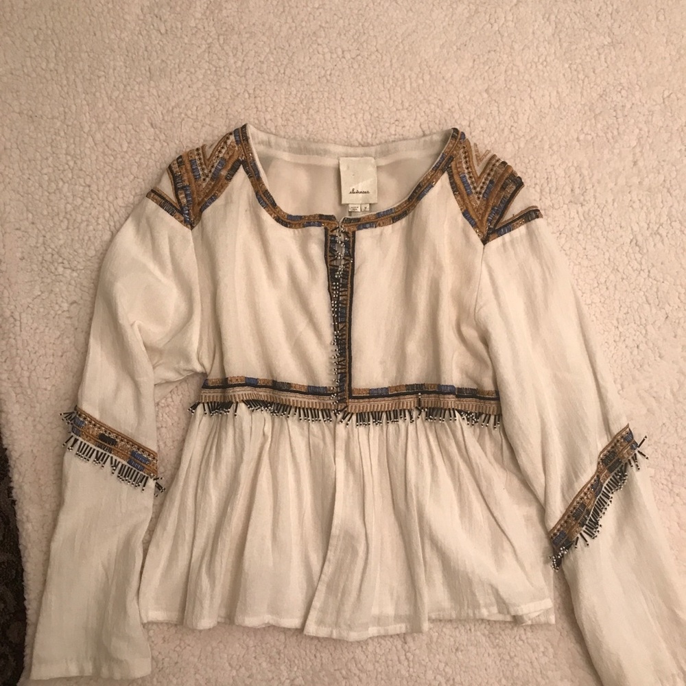 Anthropologie Elevenses white boho jacket